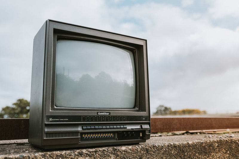 Old cathode-ray tube television set outdoors
