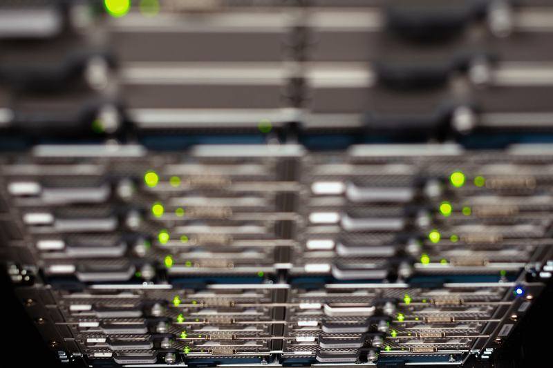 Rows of servers in a data center