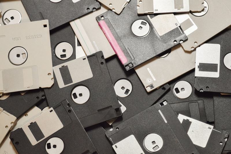Assorted floppy disks in a pile