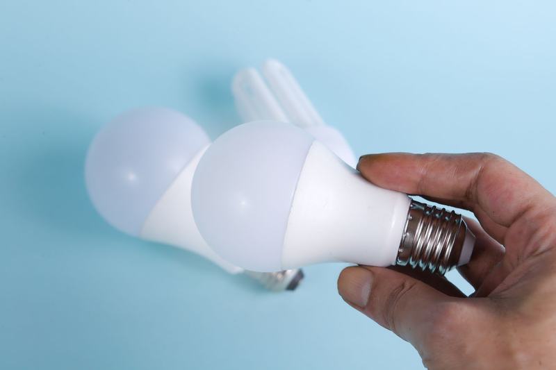 Hand holding an LED bulb