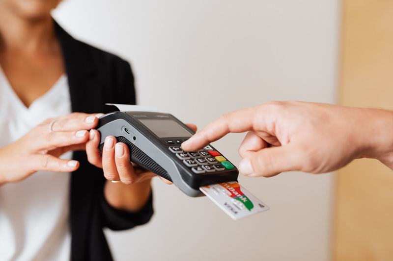 Customer paying at a card payment terminal